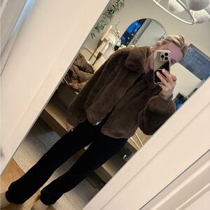 Maeve Crop Faux Fur Coat